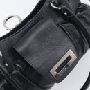 Salvatore Ferragamo Gancini Hand Bag Leather Black Silver Auth 210733V-17