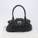 Salvatore Ferragamo Gancini Hand Bag Leather Black Silver Auth 210733V-26