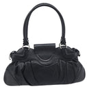 Salvatore Ferragamo Gancini Hand Bag Leather Black Silver Auth 210733V-3