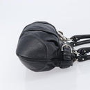 Salvatore Ferragamo Gancini Hand Bag Leather Black Silver Auth 210733V-4