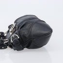 Salvatore Ferragamo Gancini Hand Bag Leather Black Silver Auth 210733V-5