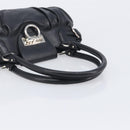 Salvatore Ferragamo Gancini Hand Bag Leather Black Silver Auth 210733V-7
