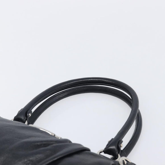 Salvatore Ferragamo Gancini Hand Bag Leather Black Silver Auth 210733V