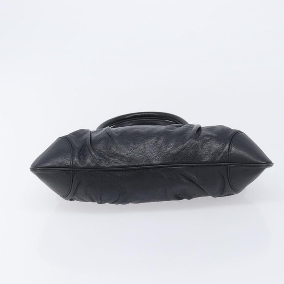 Salvatore Ferragamo Gancini Hand Bag Leather Black Silver Auth 210733V