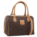 CELINE Macadam Canvas Boston Bag PVC Leather 2way Brown Gold Auth 210734V-1