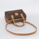 CELINE Macadam Canvas Boston Bag PVC Leather 2way Brown Gold Auth 210734V-10