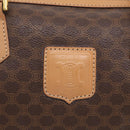 CELINE Macadam Canvas Boston Bag PVC Leather 2way Brown Gold Auth 210734V-18