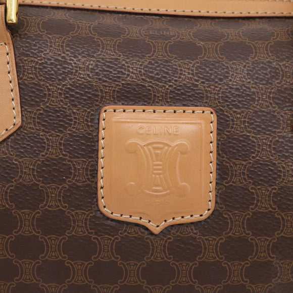 CELINE Macadam Canvas Boston Bag PVC Leather 2way Brown Gold Auth 210734V