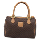 CELINE Macadam Canvas Boston Bag PVC Leather 2way Brown Gold Auth 210734V-2