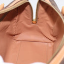 CELINE Macadam Canvas Boston Bag PVC Leather 2way Brown Gold Auth 210734V-21