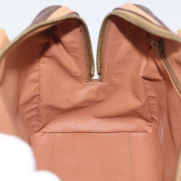 CELINE Macadam Canvas Boston Bag PVC Leather 2way Brown Gold Auth 210734V