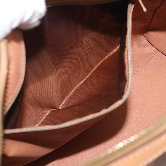 CELINE Macadam Canvas Boston Bag PVC Leather 2way Brown Gold Auth 210734V