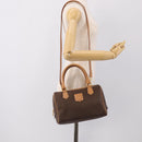 CELINE Macadam Canvas Boston Bag PVC Leather 2way Brown Gold Auth 210734V-25