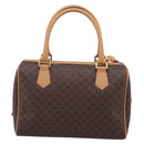 CELINE Macadam Canvas Boston Bag PVC Leather 2way Brown Gold Auth 210734V-3