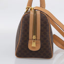 CELINE Macadam Canvas Boston Bag PVC Leather 2way Brown Gold Auth 210734V-4