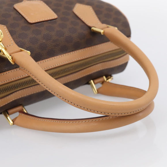 CELINE Macadam Canvas Boston Bag PVC Leather 2way Brown Gold Auth 210734V