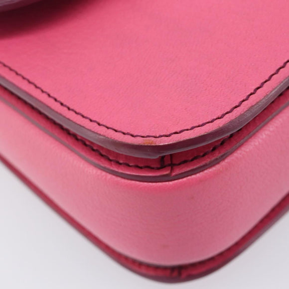 Miu Miu Madras Shoulder Bag Leather Pink Gold Auth 210737V