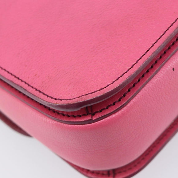 Miu Miu Madras Shoulder Bag Leather Pink Gold Auth 210737V