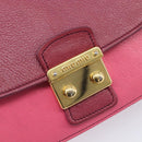 Miu Miu Madras Shoulder Bag Leather Pink Gold Auth 210737V-18
