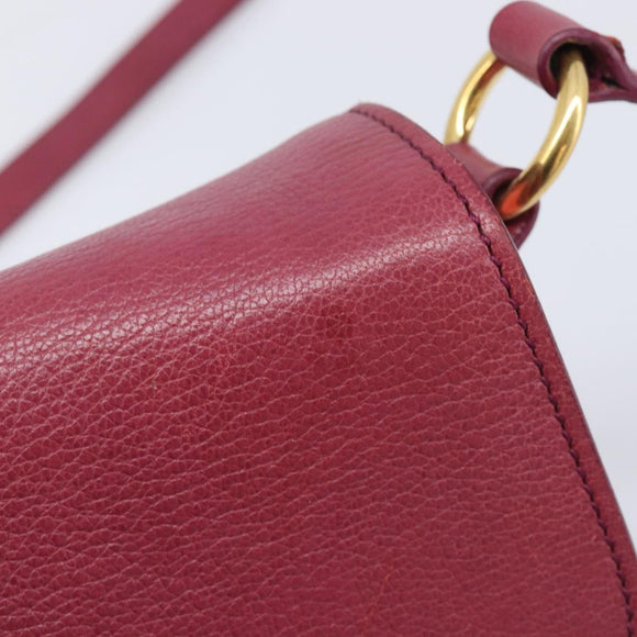 Miu Miu Madras Shoulder Bag Leather Pink Gold Auth 210737V