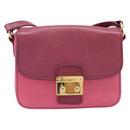 Miu Miu Madras Shoulder Bag Leather Pink Gold Auth 210737V-2