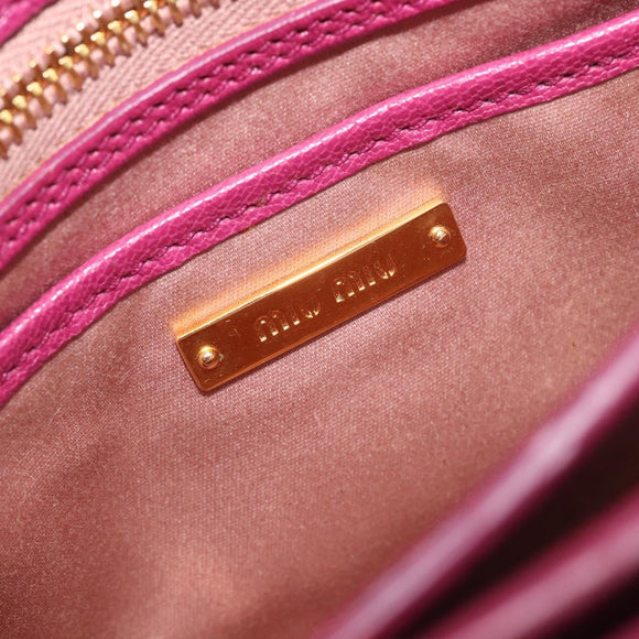 Miu Miu Madras Shoulder Bag Leather Pink Gold Auth 210737V