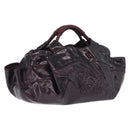 LOEWE Hand Bag Patent leather Wine Red Gold Auth 210739A-1