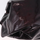 LOEWE Hand Bag Patent leather Wine Red Gold Auth 210739A-15