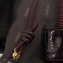 LOEWE Hand Bag Patent leather Wine Red Gold Auth 210739A-10