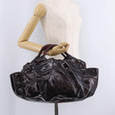 LOEWE Hand Bag Patent leather Wine Red Gold Auth 210739A-22
