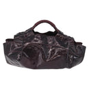 LOEWE Hand Bag Patent leather Wine Red Gold Auth 210739A-2