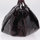 LOEWE Hand Bag Patent leather Wine Red Gold Auth 210739A-3