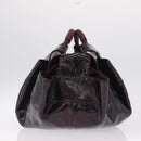 LOEWE Hand Bag Patent leather Wine Red Gold Auth 210739A-4