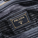 PRADA Gathered Hand Bag Leather Black Gold Auth 210740V-16