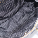 PRADA Gathered Hand Bag Leather Black Gold Auth 210740V-17