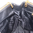 PRADA Gathered Hand Bag Leather Black Gold Auth 210740V-19