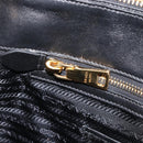 PRADA Gathered Hand Bag Leather Black Gold Auth 210740V-20