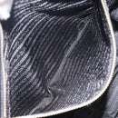 PRADA Gathered Hand Bag Leather Black Gold Auth 210740V-21