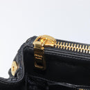 PRADA Gathered Hand Bag Leather Black Gold Auth 210740V-23