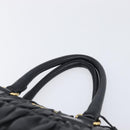 PRADA Gathered Hand Bag Leather Black Gold Auth 210740V-8