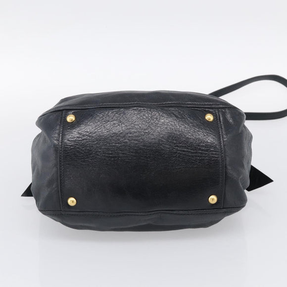 Miu Miu Ribbon Hand Bag Vitellolux 2way Black Gold Auth 210741V