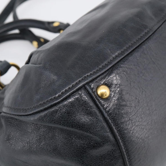 Miu Miu Ribbon Hand Bag Vitellolux 2way Black Gold Auth 210741V