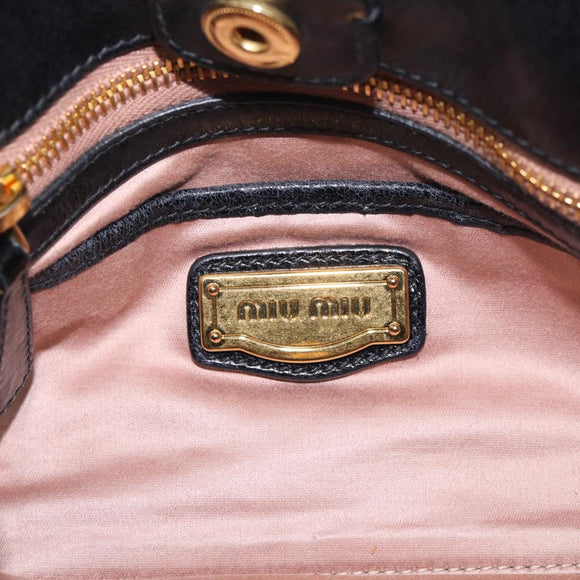 Miu Miu Ribbon Hand Bag Vitellolux 2way Black Gold Auth 210741V