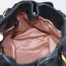 Miu Miu Ribbon Hand Bag Vitellolux 2way Black Gold Auth 210741V-19