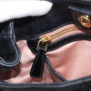 Miu Miu Ribbon Hand Bag Vitellolux 2way Black Gold Auth 210741V-22