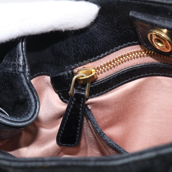Miu Miu Ribbon Hand Bag Vitellolux 2way Black Gold Auth 210741V