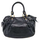 Miu Miu Ribbon Hand Bag Vitellolux 2way Black Gold Auth 210741V-3