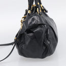 Miu Miu Ribbon Hand Bag Vitellolux 2way Black Gold Auth 210741V-5