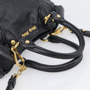 Miu Miu Ribbon Hand Bag Vitellolux 2way Black Gold Auth 210741V-7