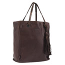 PRADA Hand Bag Leather Brown Silver Auth 210742-1